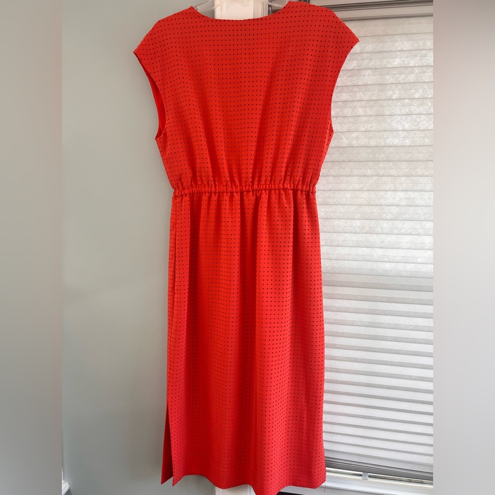 J.Crew Bright Coral Eyelet Midi Dress Sleeveless V Neck - Picture 5 of 5